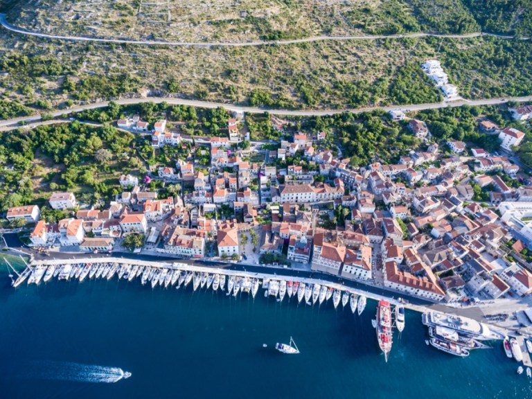 Drone flying in Vis, Croatia