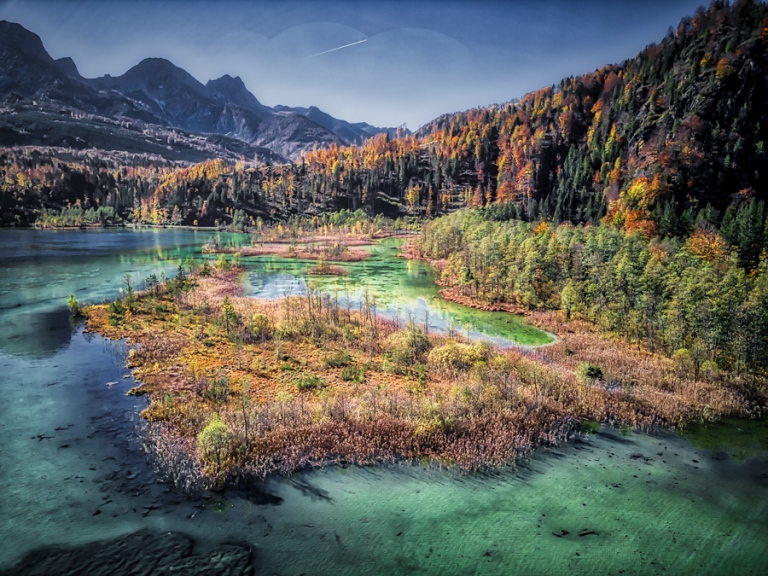 Mountain lake during fall